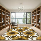 Golden Brown Sunflower Botanical Rug