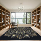 Elegant Gold and Charcoal Mandala Rug