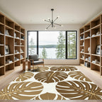 Modern Brown Tropical Monstera Leaves Rug