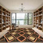 Mid-Century Bronze Geometric Diamond Lattice Rug