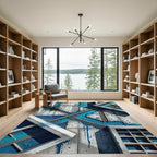 Abstract Blue Drip Concrete Frame Rug