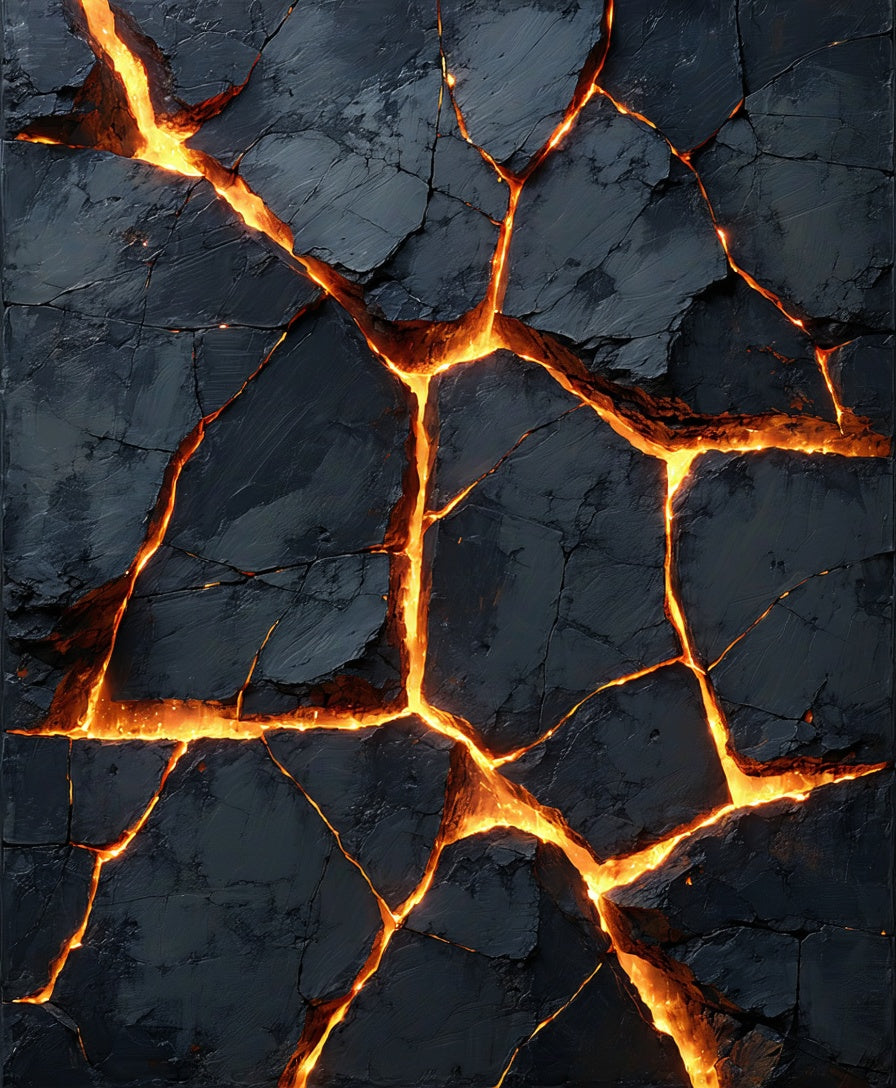 Cracked Obsidian Lava Flow Rug