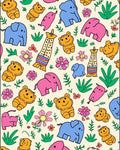 Playful Animals and Flowers Pattern Rug