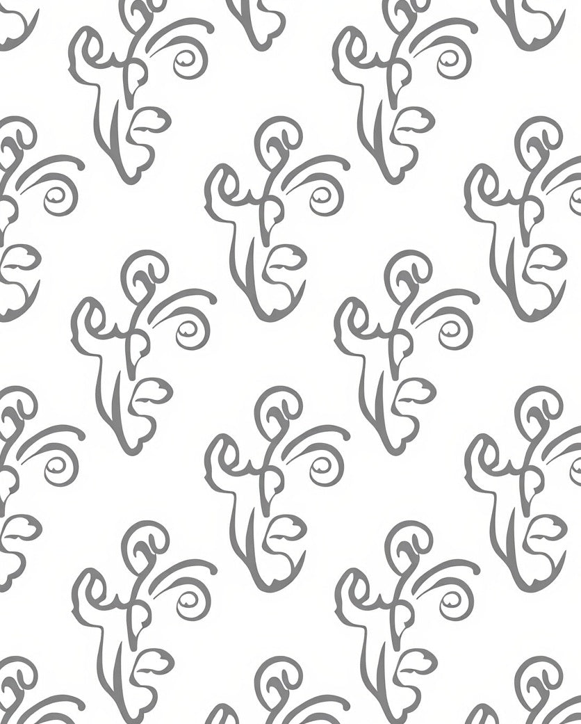 Delicate Gray Brushstroke Floral Pattern Rug