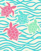 Playful Sea Turtle Waves Design Rug