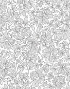 Outline Floral Botanical Pattern Rug