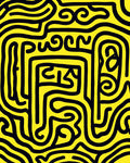 Bold Yellow Labyrinth Pattern Rug
