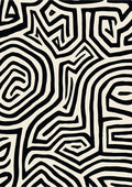 Bold Black White Abstract Maze Rug