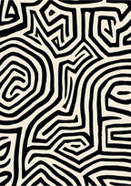 Bold Black White Abstract Maze Rug