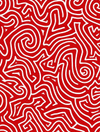 Red White Swirl Abstract Pattern Rug