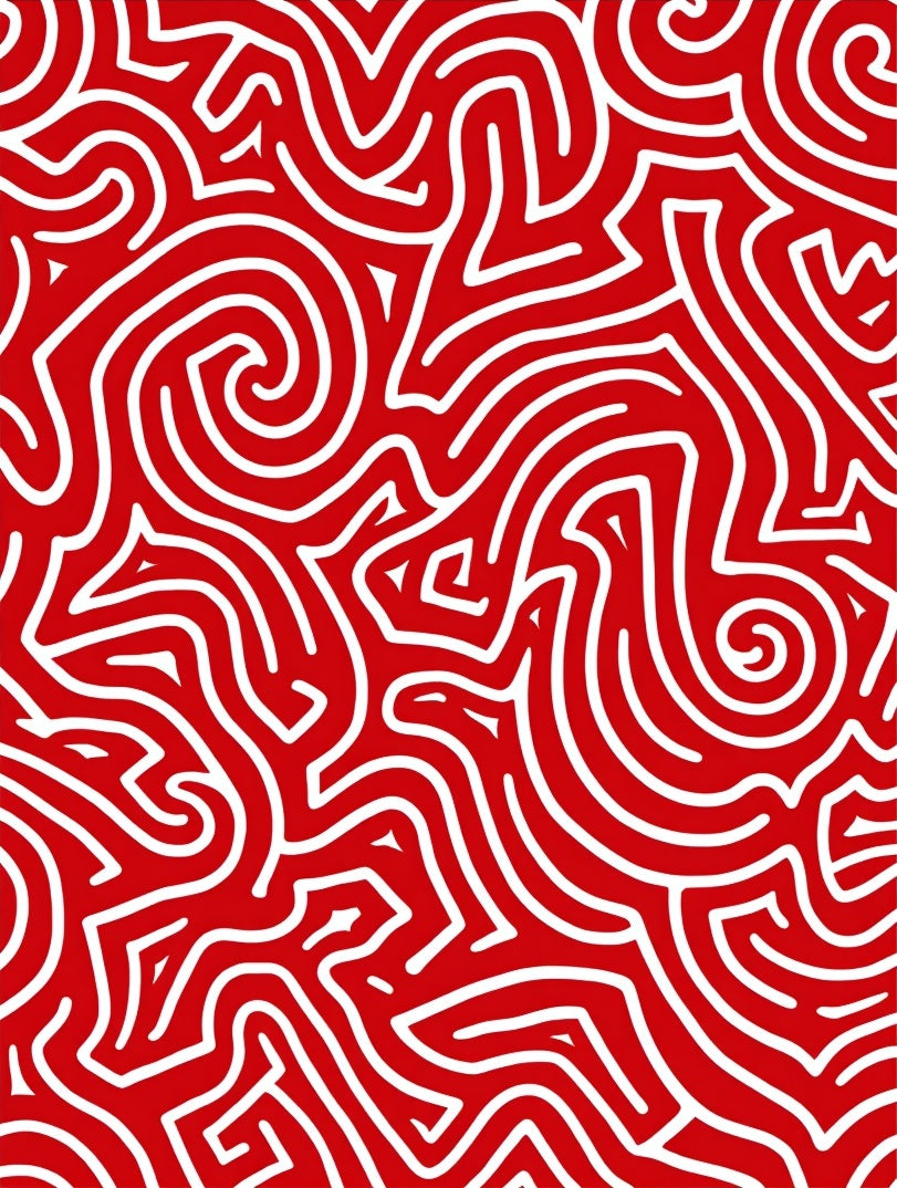 Red White Swirl Abstract Pattern Rug
