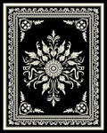 Ornate Black and Cream Floral Design Rug