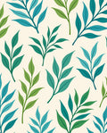 Teal Green Leafy Branch Pattern Rug