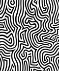 Abstract Black White Maze Pattern Rug