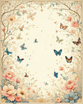 Whimsical Floral Butterfly Garden Design Rug