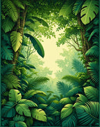 Lush Jungle Tropical Foliage Design Rug
