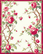 Classic Pink Rose Vine Pattern Rug