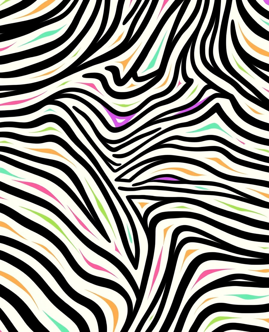 Bold Zebra Print Colorful Accent Rug
