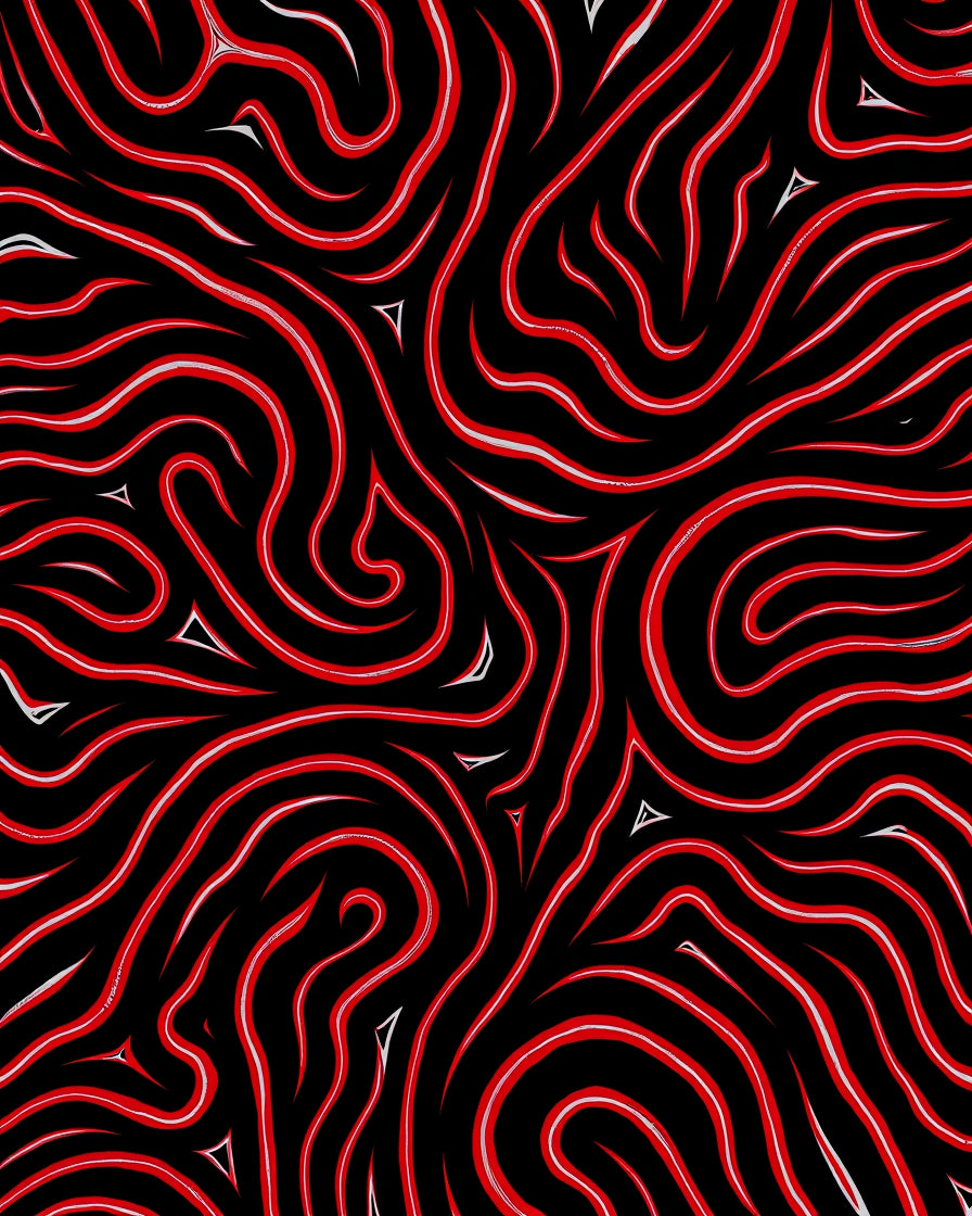 Crimson Abstract Swirls Rug