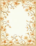 Soft Floral Vine Border Cream Rug