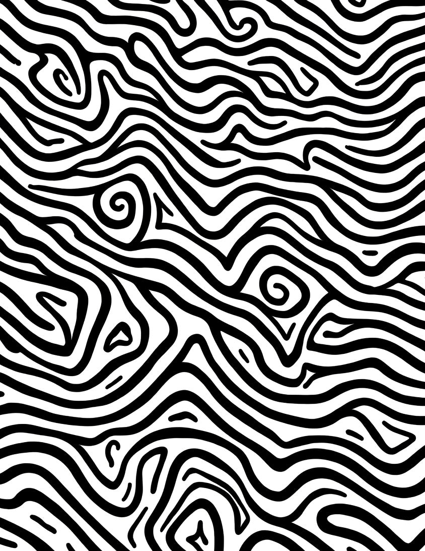 Abstract Black White Swirl Pattern Rug