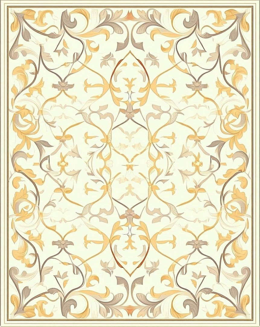 Elegant Floral Swirls Pattern Rug