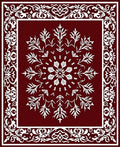 Crimson White Ornate Medallion Frame Rug