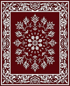 Crimson White Ornate Medallion Frame Rug