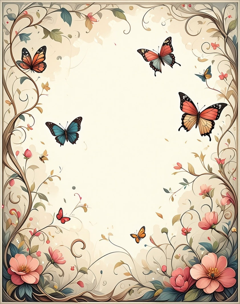 Whimsical Butterfly Floral Garden Rug