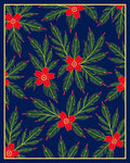 Crimson Floral Fern Arrangement Rug