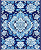 Intricate Blue Floral Mandala Pattern Rug