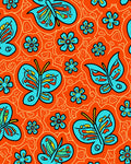 Blue Butterflies Flowers Pattern Rug