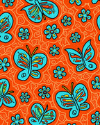 Blue Butterflies Flowers Pattern Rug