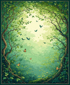 Enchanted Forest Butterfly and Bird Design Rug