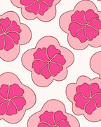 Vibrant Pink 5-Petal Flower Pattern Rug