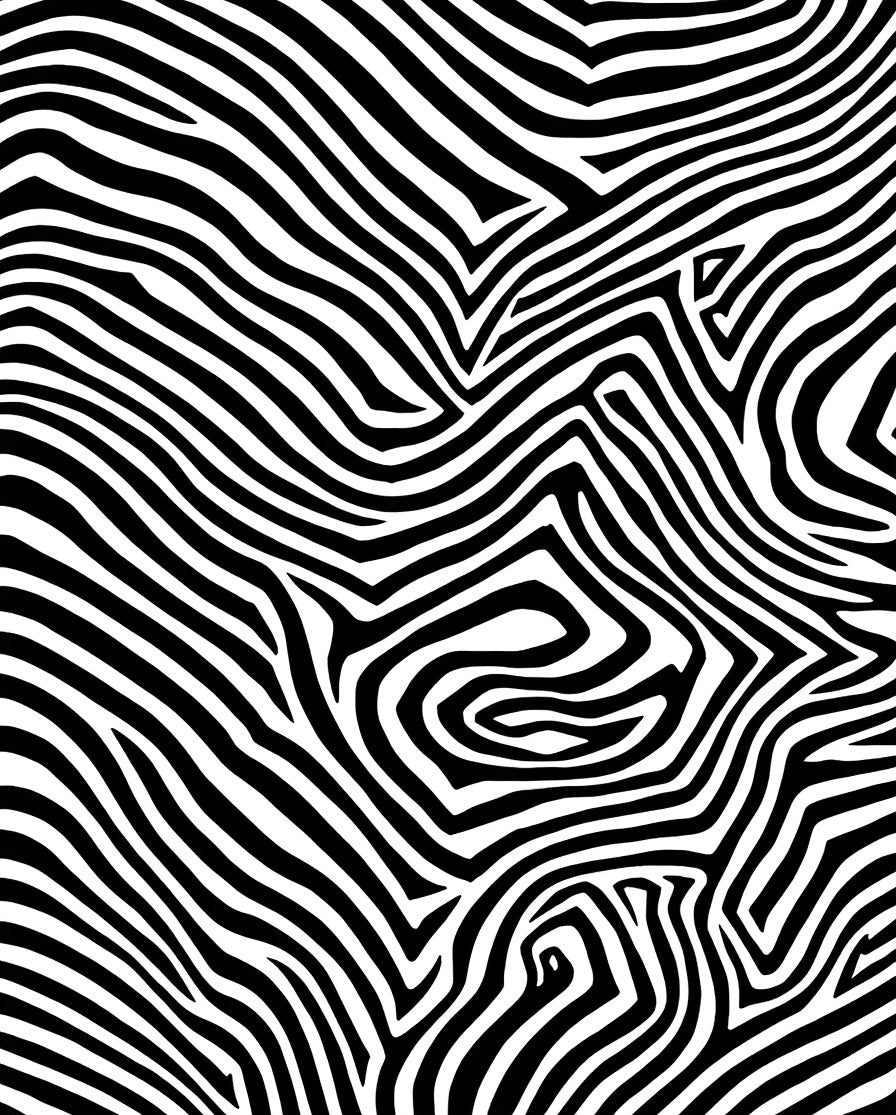 Bold Black White Wavy Stripes Rug