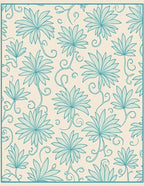 Teal Floral Vine Pattern Rug