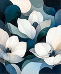 Deep Blue Floral Art Deco Rug