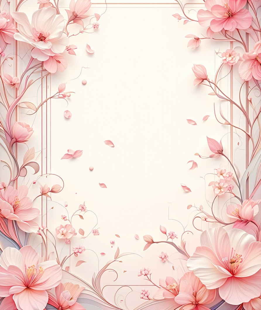 Soft Pink Floral Vine Pattern Rug