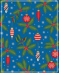 Festive Red Green Ornaments Snowflakes Rug