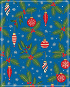 Festive Red Green Ornaments Snowflakes Rug