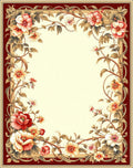 Ornate Floral Vines Border Design Rug