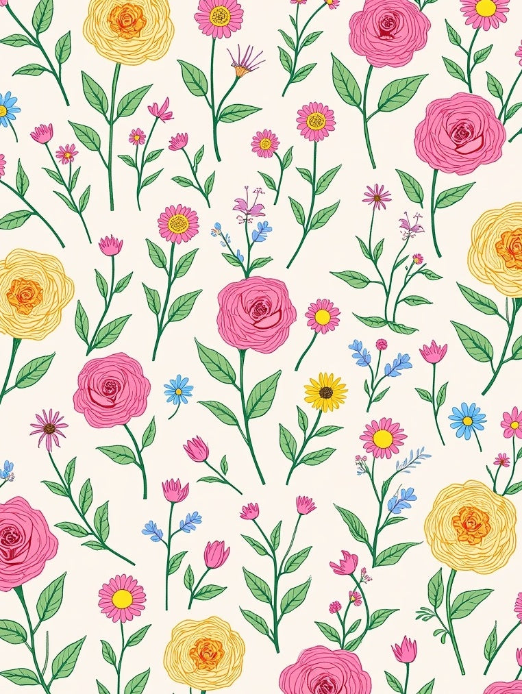 Floral Garden Pattern Delightful Arrangement Rug