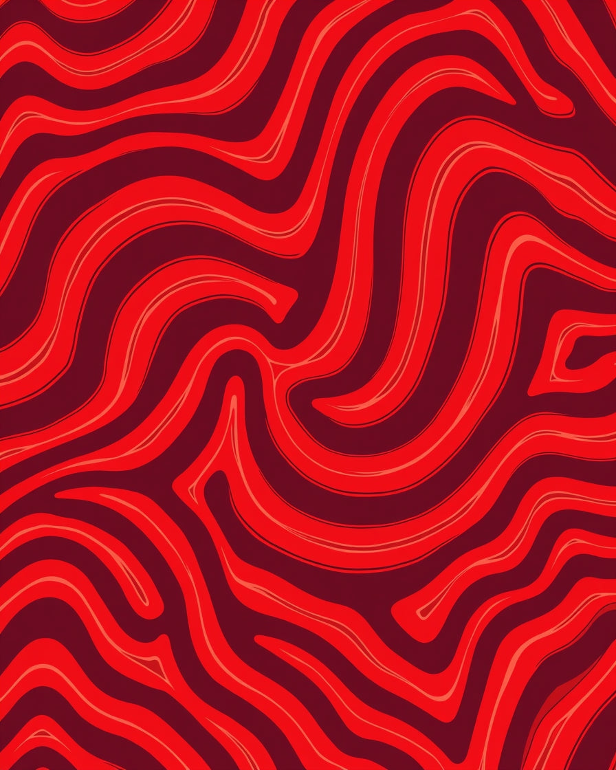 Red Wavy Swirl Pattern Rug