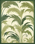 Lush Green Palm Frond Pattern Rug