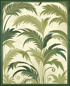Lush Green Palm Frond Pattern Rug
