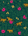Jungle Tiger Floral Motif Rug