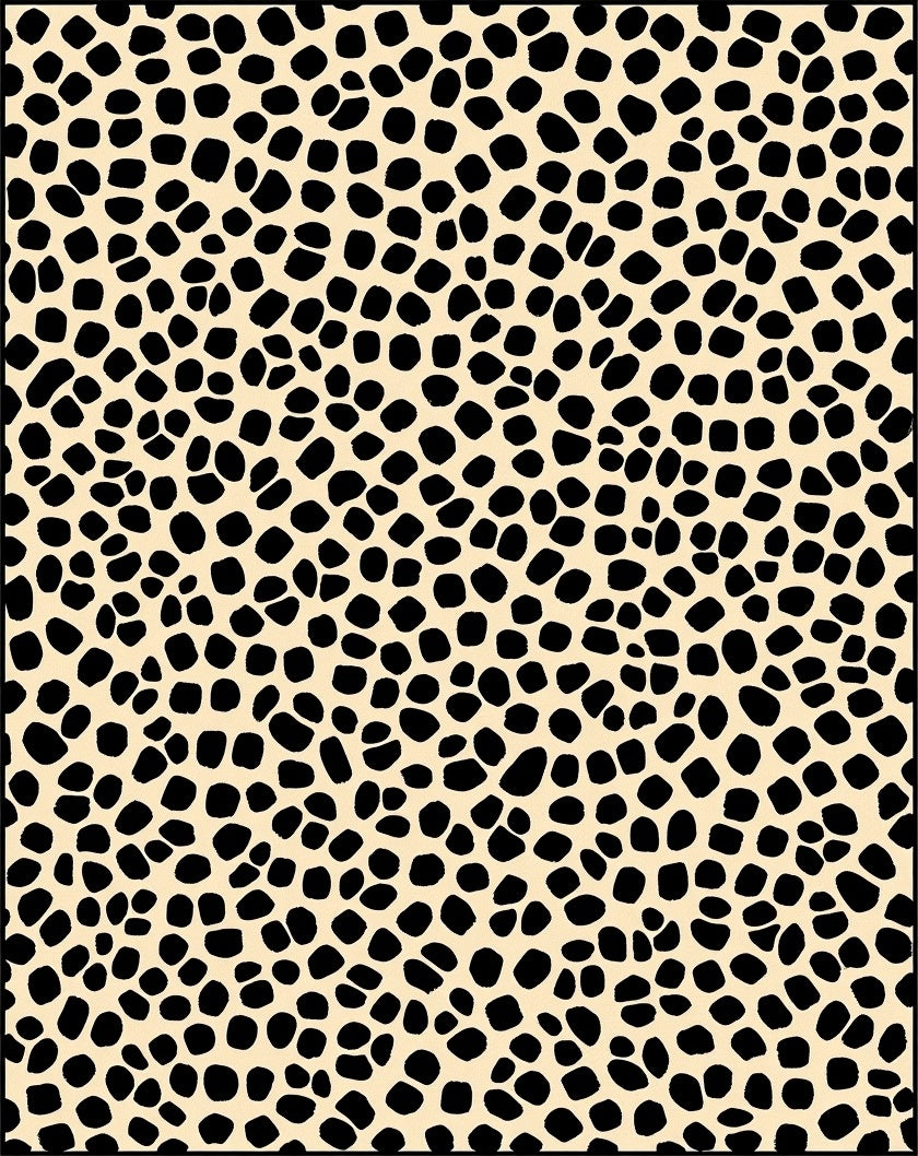Black Dot Pattern Cream Background Rug