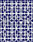 Navy White Interlocking Abstract Design Rug