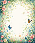 Whimsical Floral Butterfly Garden Rug